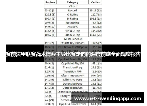 赛前法甲联赛战术博弈主导比赛走向的深度前瞻全面观察报告